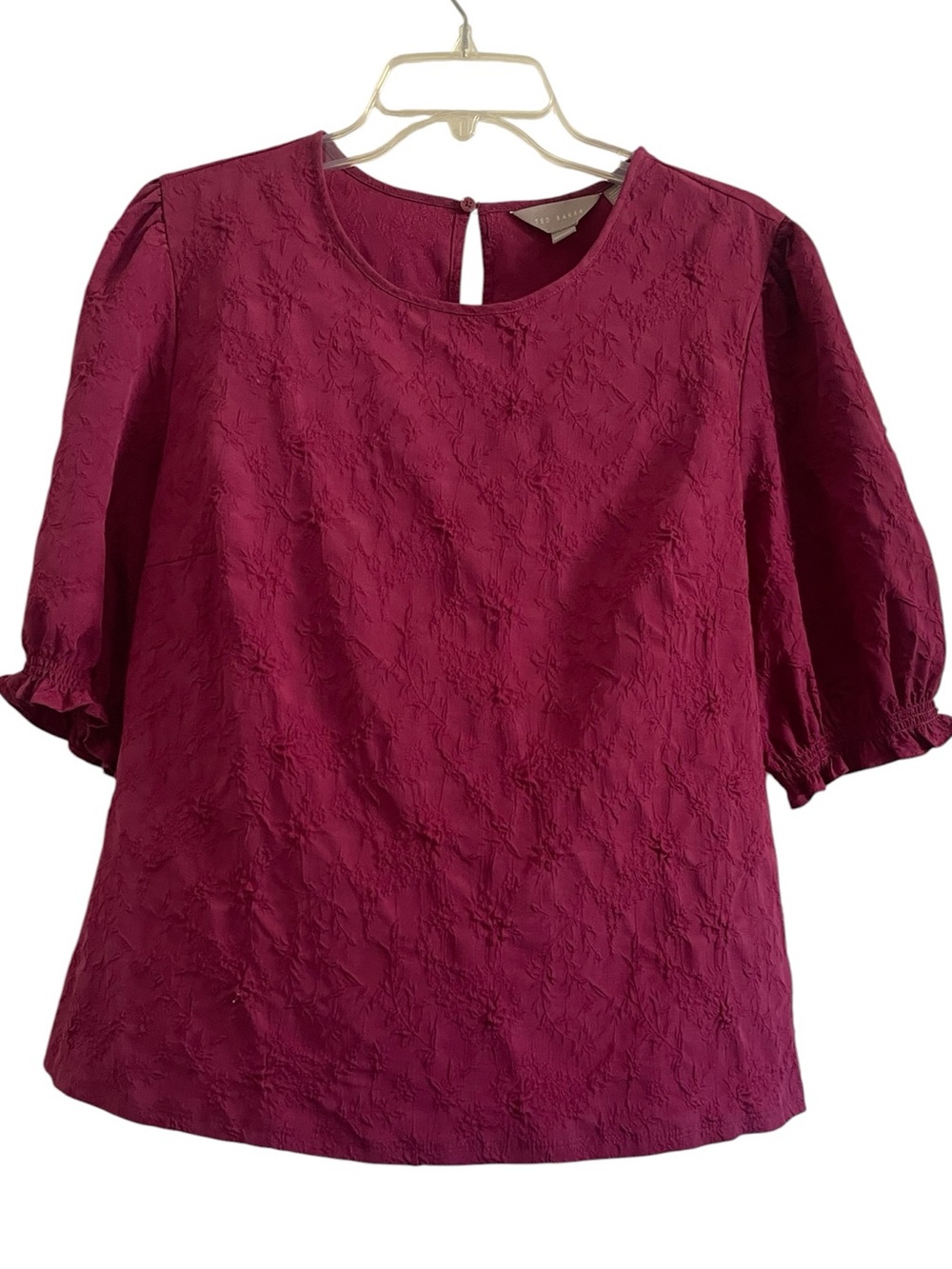 Ted Baker Women’s Textured Embroidery Short Sleeve Top Size XL - Picture 2 of 10